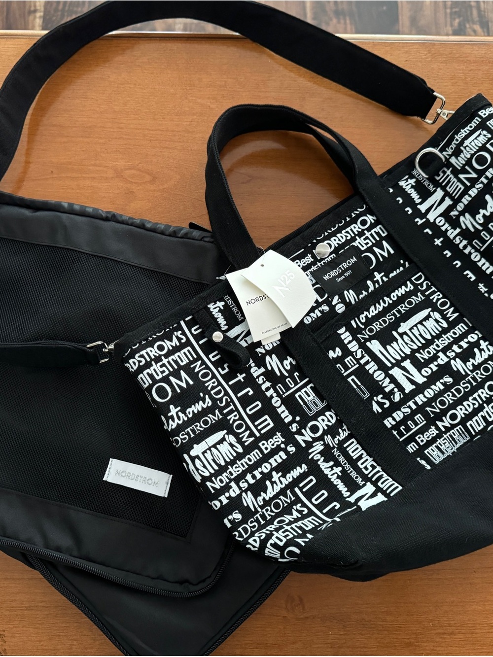 Nordstrom 25th Anniversary Black & White Logo Laptop Tote